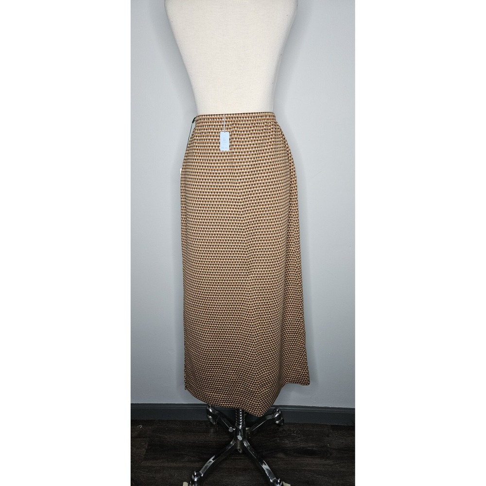 VTG 1970s NWT Dalton Brown Orange Plaid Maxi Skirt - Picture 4 of 7